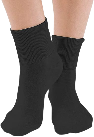 Six Pairs of Black Elastic-Free Cotton Socks for Women by Buster Brown